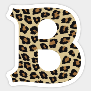 Letter B Leopard Cheetah Monogram Initial Sticker